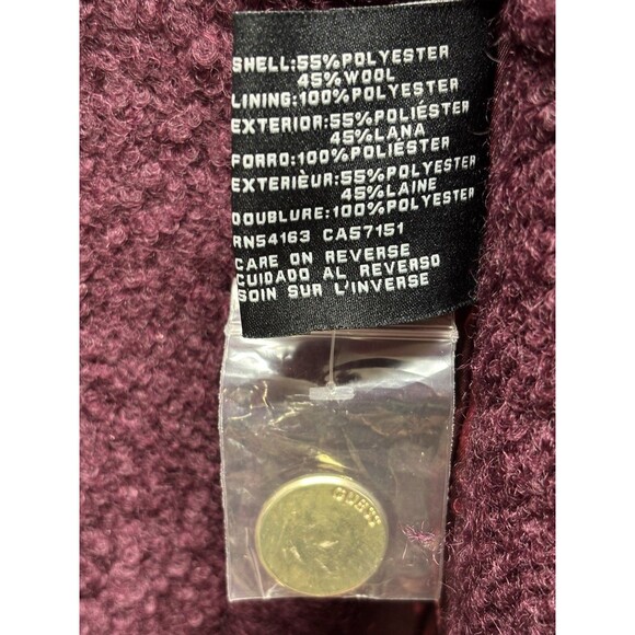 Guess Women’s Wool Coat Red Wine Double Breasted Walder Buttons Lined Long Sz XL - Picture 14 of 15